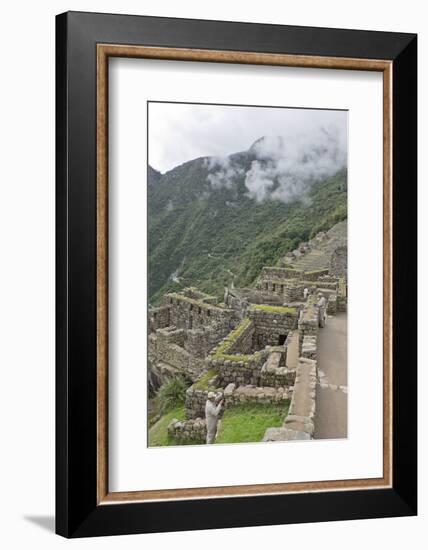 Restoration work at the Inca ruins of Machu Picchu, UNESCO World Heritage Site, Peru, South America-Julio Etchart-Framed Photographic Print