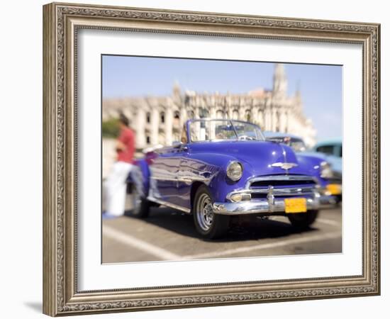 Restored Classic American Car Being Used As a Taxi For Tourists, Havana, Cuba-Lee Frost-Framed Photographic Print