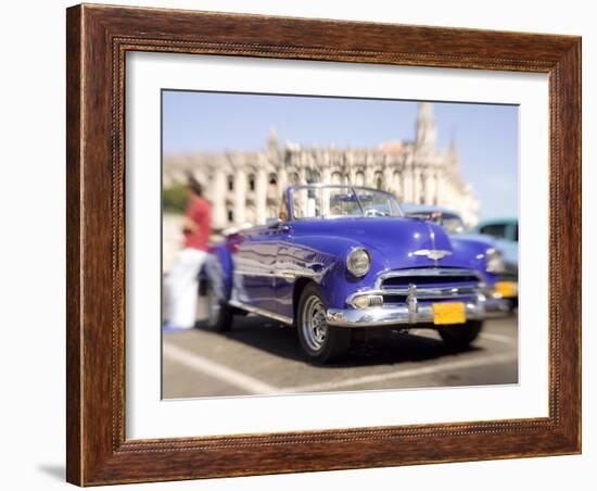 Restored Classic American Car Being Used As a Taxi For Tourists, Havana, Cuba-Lee Frost-Framed Photographic Print