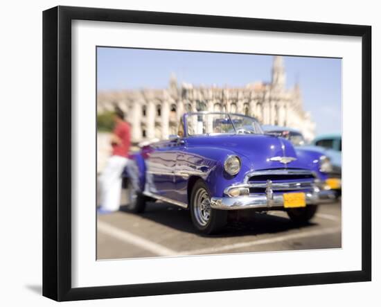 Restored Classic American Car Being Used As a Taxi For Tourists, Havana, Cuba-Lee Frost-Framed Photographic Print