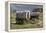 Restored Covered Wagons (Conestoga Wagon at Rear), at Scotts Bluff on the Oregon Trail in Nebraska-null-Framed Premier Image Canvas