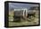 Restored Covered Wagons (Conestoga Wagon at Rear), at Scotts Bluff on the Oregon Trail in Nebraska-null-Framed Premier Image Canvas