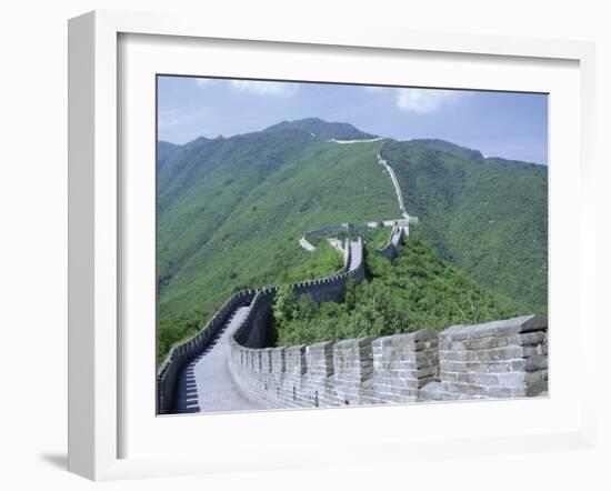 Restored Section of the Great Wall (Changcheng), Northeast of Beijing, Mutianyu, China-Tony Waltham-Framed Photographic Print