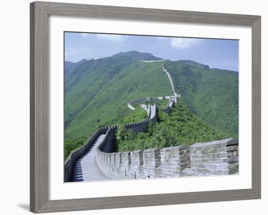 Restored Section of the Great Wall (Changcheng), Northeast of Beijing, Mutianyu, China-Tony Waltham-Framed Photographic Print