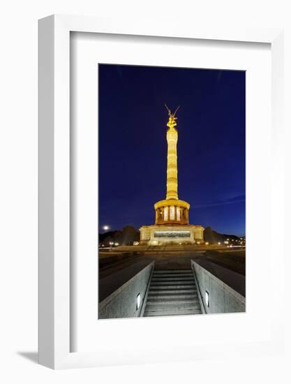 Restored Victory Column in the Evening, Street of the 17th of June, Berlin Mitte, Germany-Axel Schmies-Framed Photographic Print