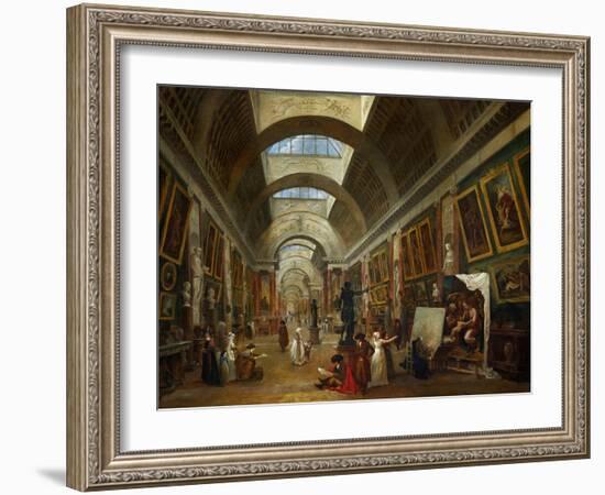 Restoring the Grande Galerie of the Louvre, 1796, on the Right, Robert Painting-Hubert Robert-Framed Giclee Print