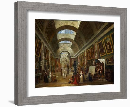 Restoring the Grande Galerie of the Louvre, 1796, on the Right, Robert Painting-Hubert Robert-Framed Giclee Print