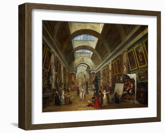 Restoring the Grande Galerie of the Louvre, 1796, on the Right, Robert Painting-Hubert Robert-Framed Giclee Print