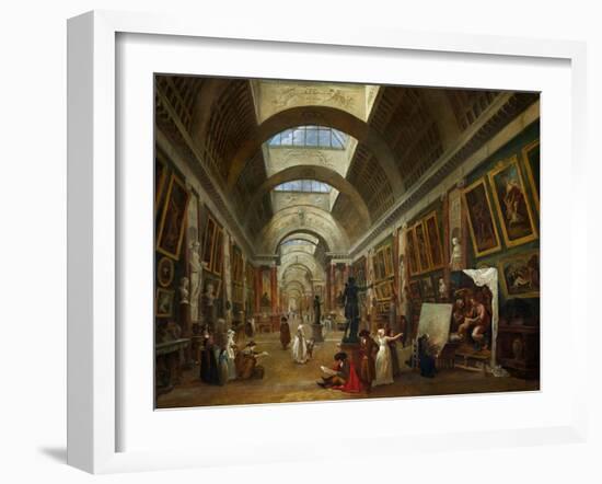 Restoring the Grande Galerie of the Louvre, 1796, on the Right, Robert Painting-Hubert Robert-Framed Giclee Print