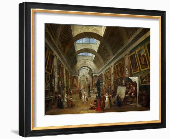 Restoring the Grande Galerie of the Louvre, 1796, on the Right, Robert Painting-Hubert Robert-Framed Giclee Print