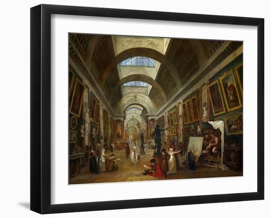 Restoring the Grande Galerie of the Louvre, 1796, on the Right, Robert Painting-Hubert Robert-Framed Premium Giclee Print