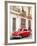 Restrored Red American Car Pakred Outside Faded Colonial Buildings, Havana, Cuba-Lee Frost-Framed Photographic Print