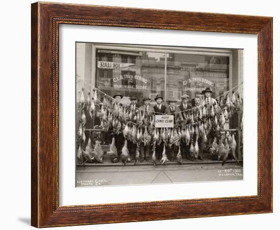 Result of a Duck Shoot Near Houston, Texas, USA, 1921-Litterst Commercial Photo Company-Framed Photographic Print