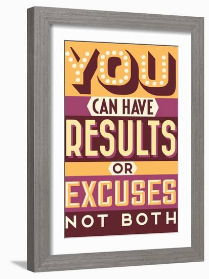 Results Not Excuses-Vintage Vector Studio-Framed Art Print