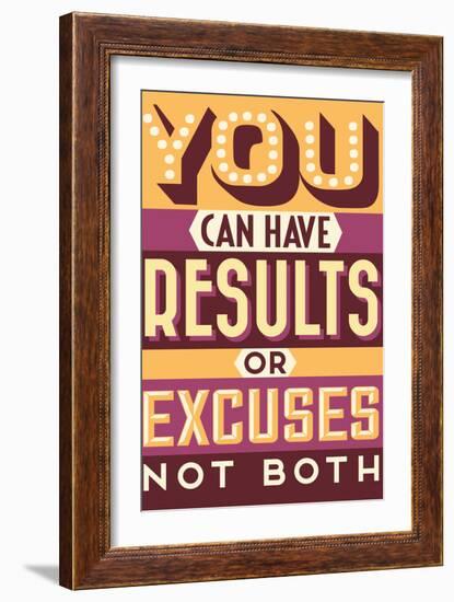 Results Not Excuses-Vintage Vector Studio-Framed Art Print