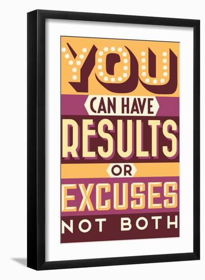 Results Not Excuses-Vintage Vector Studio-Framed Art Print