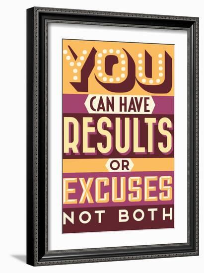 Results Not Excuses-Vintage Vector Studio-Framed Art Print