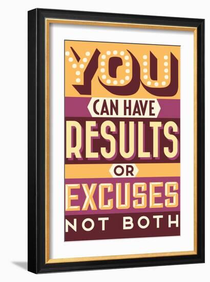 Results Not Excuses-Vintage Vector Studio-Framed Art Print