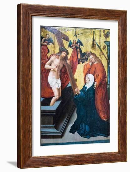 Resurrected Christ with the Symbol of the Passion Appearing to the Madonna and Saint John the Evang-Jacob Cornelisz van Oostsanen-Framed Giclee Print
