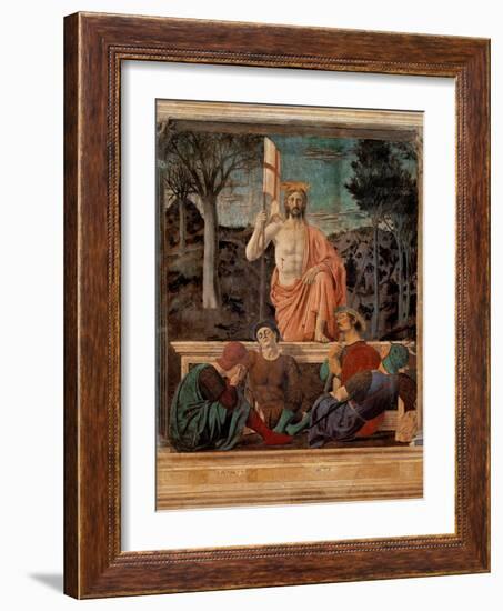 Resurrection of Christ,  by Piero della Francesca, 1450-63. Palazzo del Comune, Arezzo, Italy-Piero della Francesca-Framed Art Print