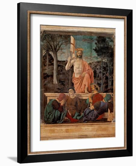 Resurrection of Christ,  by Piero della Francesca, 1450-63. Palazzo del Comune, Arezzo, Italy-Piero della Francesca-Framed Art Print