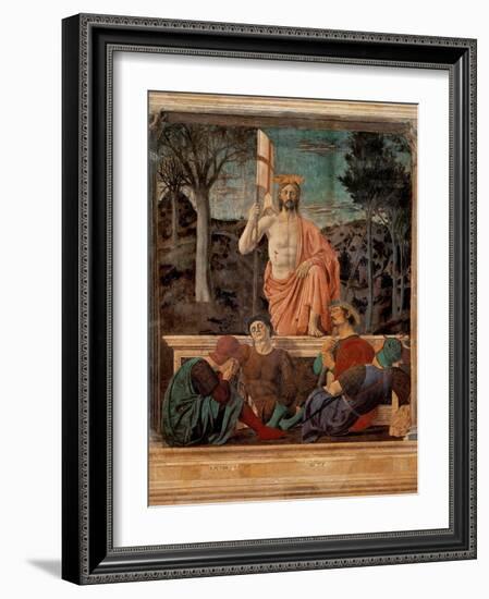 Resurrection of Christ,  by Piero della Francesca, 1450-63. Palazzo del Comune, Arezzo, Italy-Piero della Francesca-Framed Art Print