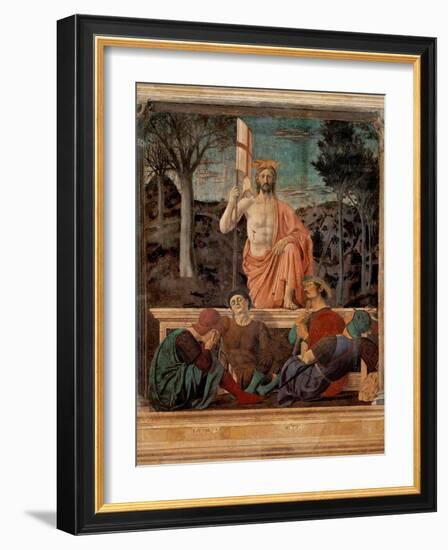 Resurrection of Christ,  by Piero della Francesca, 1450-63. Palazzo del Comune, Arezzo, Italy-Piero della Francesca-Framed Art Print