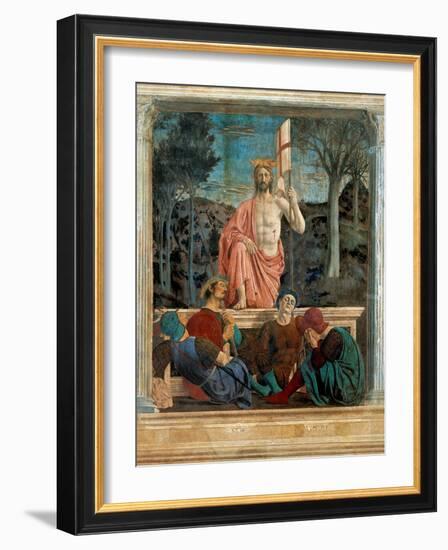 Resurrection of Christ,  by Piero della Francesca, 1450-63. Palazzo del Comune, Arezzo, Italy-Piero della Francesca-Framed Art Print