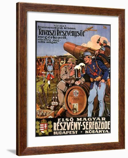 Resveny-Serfozode: Budapest , Hungary Beer, c.1914-null-Framed Giclee Print