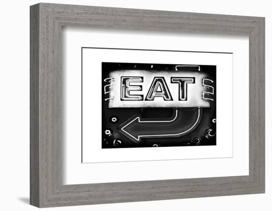 Retail Signage "Eat", Restaurant Sign, New Yorka, White Frame, Full Size Photography-Philippe Hugonnard-Framed Photographic Print