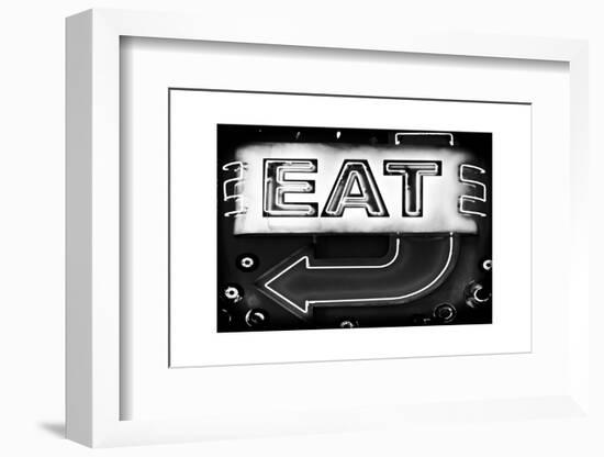 Retail Signage "Eat", Restaurant Sign, New Yorka, White Frame, Full Size Photography-Philippe Hugonnard-Framed Photographic Print