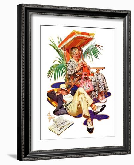 "Retired Couple at Beach,"February 20, 1937-Joseph Christian Leyendecker-Framed Giclee Print