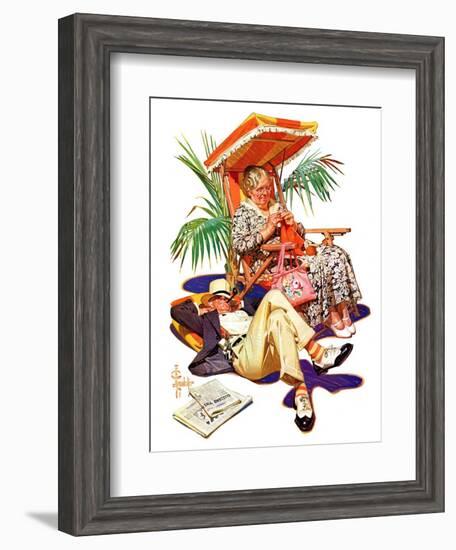 "Retired Couple at Beach,"February 20, 1937-Joseph Christian Leyendecker-Framed Giclee Print