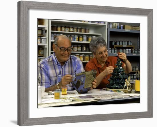 Retired Couple Making Ceramics in Art Class-Bill Bachmann-Framed Photographic Print