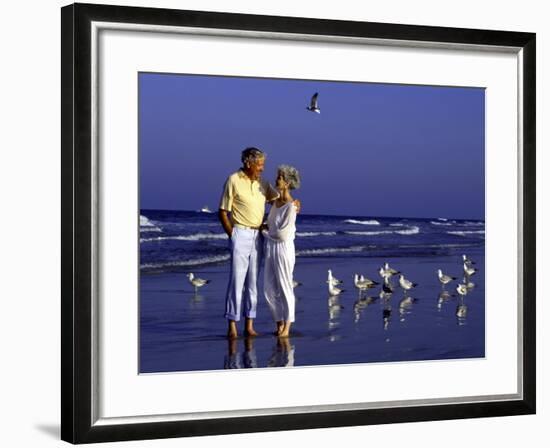 Retired Couple Relaxing on the Beach-Bill Bachmann-Framed Photographic Print