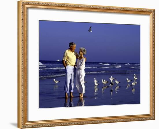 Retired Couple Relaxing on the Beach-Bill Bachmann-Framed Photographic Print