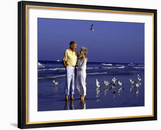 Retired Couple Relaxing on the Beach-Bill Bachmann-Framed Photographic Print