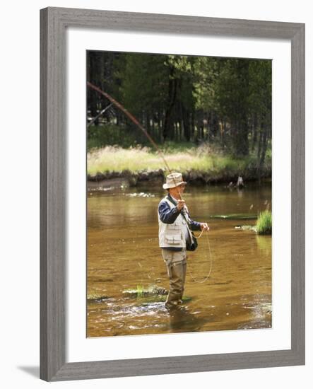 Retired Man Fly-Fishing-Bill Bachmann-Framed Photographic Print