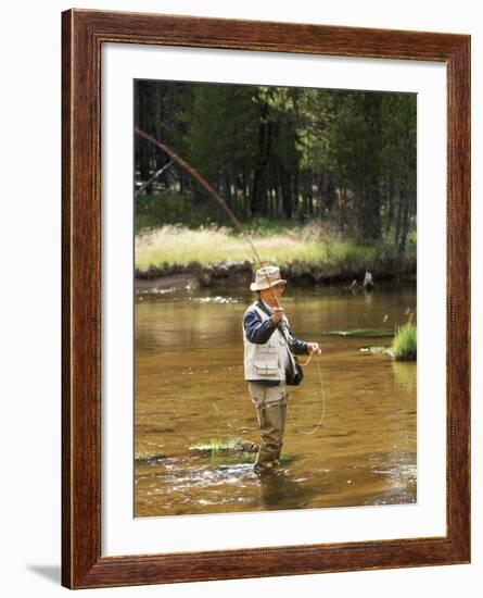 Retired Man Fly-Fishing-Bill Bachmann-Framed Photographic Print