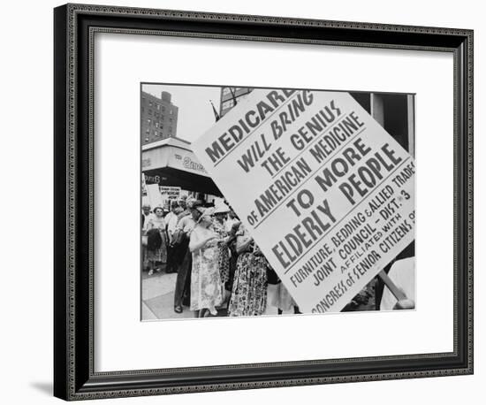 Retired Senior Citizens Carrying Pro-Medicare Signs, at Ama Convention, 1965-null-Framed Photo