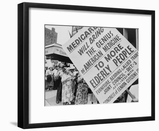 Retired Senior Citizens Carrying Pro-Medicare Signs, at Ama Convention, 1965-null-Framed Photo