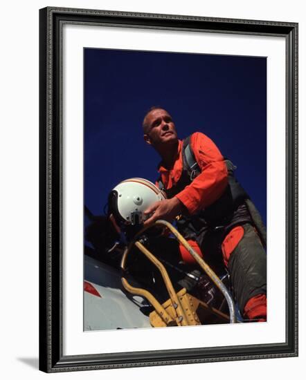 Retiring Astronaut John Glenn in Pilot's Flight Suit, During Visit to El Toro Marine Air Base-Bill Ray-Framed Premium Photographic Print