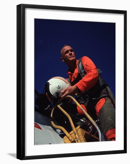 Retiring Astronaut John Glenn in Pilot's Flight Suit, During Visit to El Toro Marine Air Base-Bill Ray-Framed Premium Photographic Print
