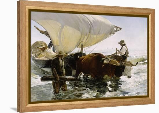 Retour de pêche, halage de la barque-Joaquín Sorolla y Bastida-Framed Premier Image Canvas