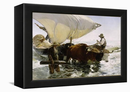 Retour de pêche, halage de la barque-Joaquín Sorolla y Bastida-Framed Premier Image Canvas