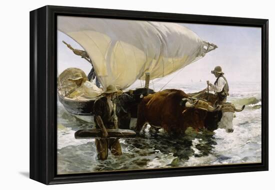 Retour de pêche, halage de la barque-Joaquín Sorolla y Bastida-Framed Premier Image Canvas