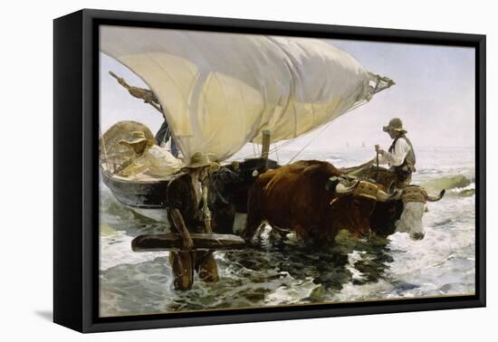 Retour de pêche, halage de la barque-Joaquín Sorolla y Bastida-Framed Premier Image Canvas