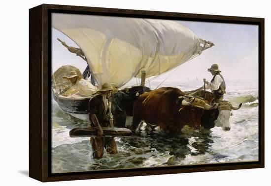 Retour de pêche, halage de la barque-Joaquín Sorolla y Bastida-Framed Premier Image Canvas