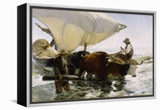 Retour de pêche, halage de la barque-Joaquín Sorolla y Bastida-Framed Premier Image Canvas