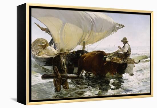 Retour de pêche, halage de la barque-Joaquín Sorolla y Bastida-Framed Premier Image Canvas